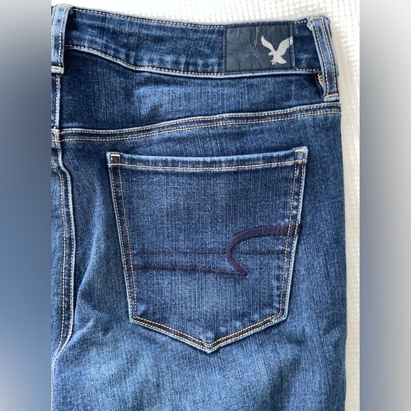 Women’s American Eagle dark blue wash hi-rise 360 super stretch Jegging size 8 - Picture 9 of 12